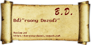 Bársony Dezső névjegykártya